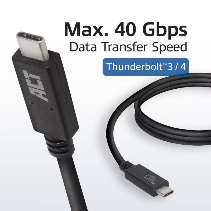 ACT USB4® 40Gbps 240W USB Type-C® kaabel, USB-IF sertifitseeritud 0,8 meetrit