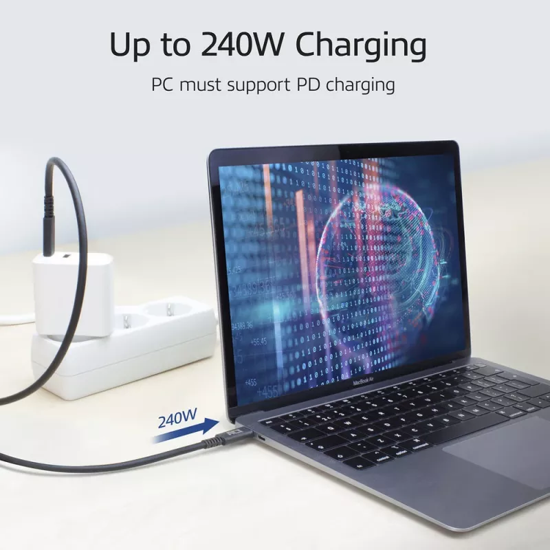 ACT USB4® 40Gbps 240W USB Type-C® kaabel, USB-IF sertifitseeritud 0,8 meetrit