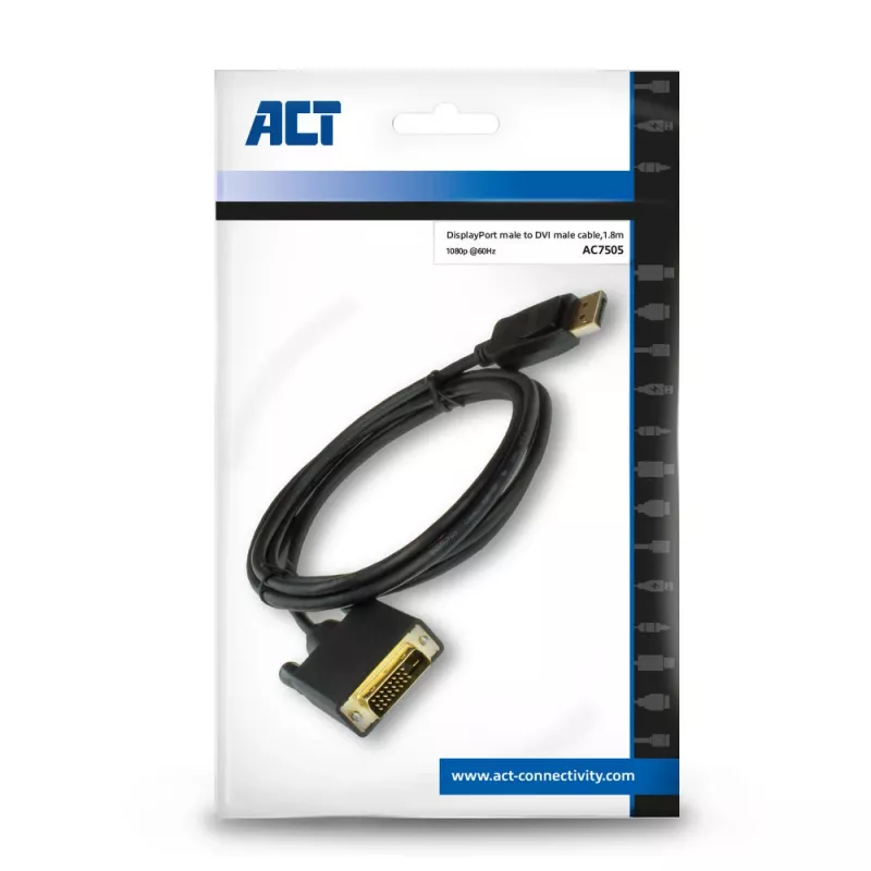 DisplayPort-DVI-adapterkaabel ACT AC7505 1,8 m