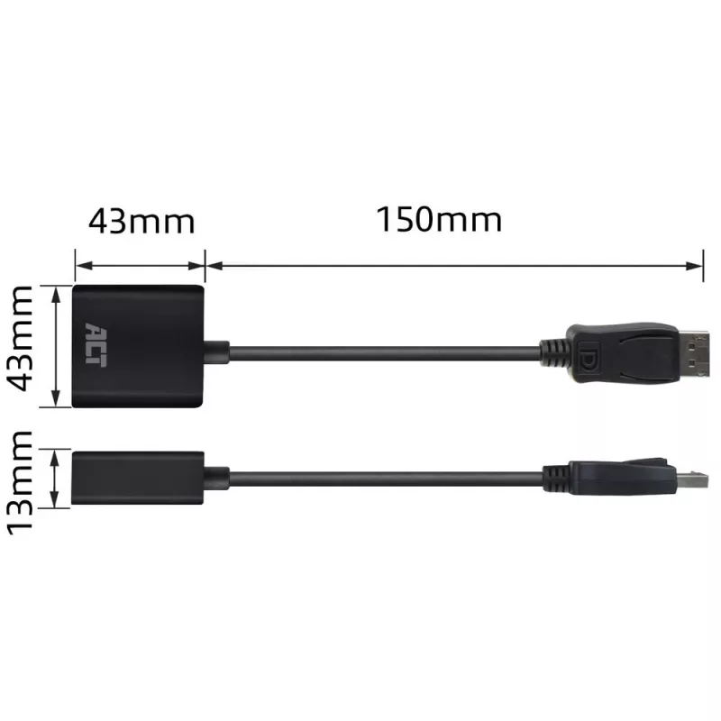 ACT DisplayPort isane-DVI emane adapter 0,15m AC7510
