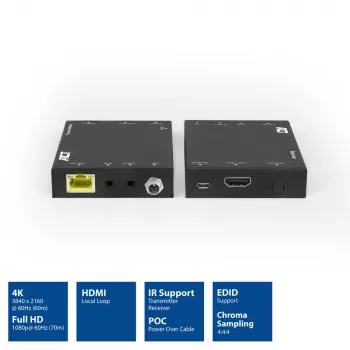 AV-saatja ja -vastuvõtja ACT 4K HDMI 2.0 laienduskomplekt CAT6 UTP kaabli kaudu IR-toega, 60 meetrit
