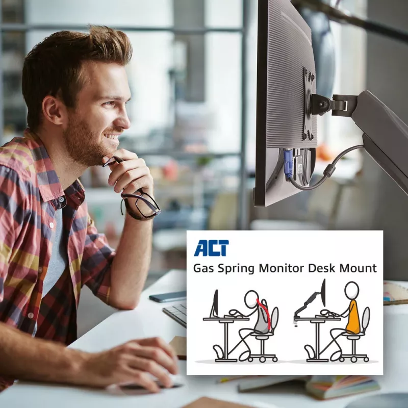 ACT gaasvedruga monitori käsi kontorisse must AC8311 klamber/läbikeeratav 9 kg
