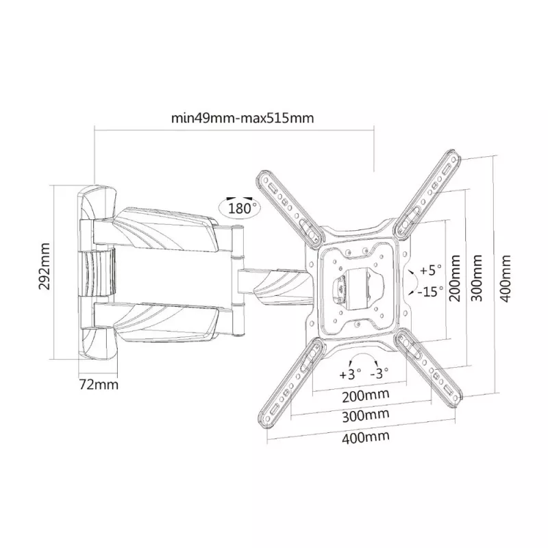 ACT Full Motion TV seinale kinnitus 23–55 tolli VESA 35 kg