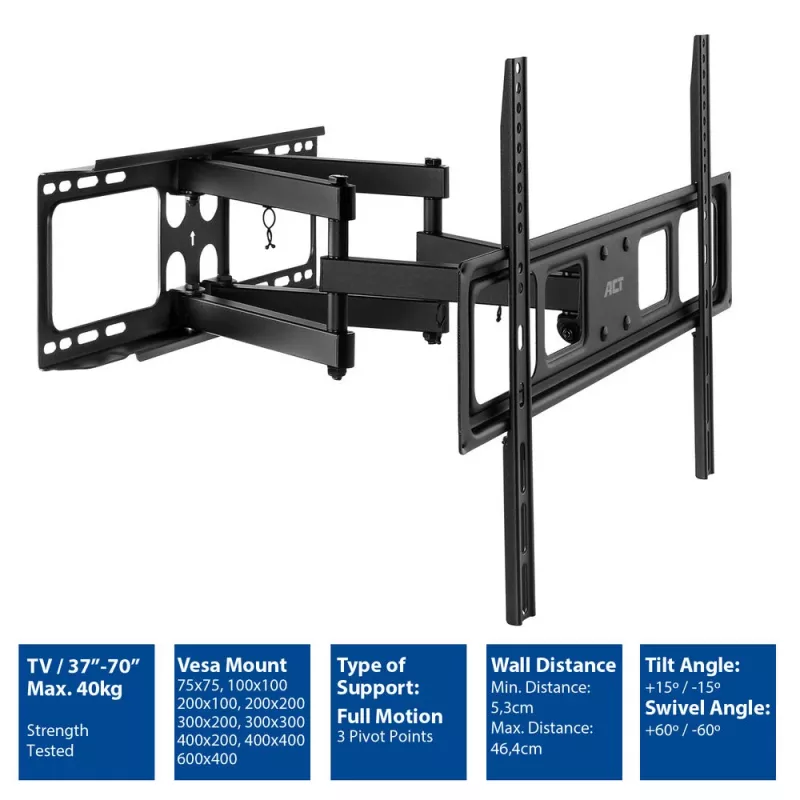 ACT Full motion TV seinakinnitus 37 tolli kuni 70 tolli VESA 40 kg