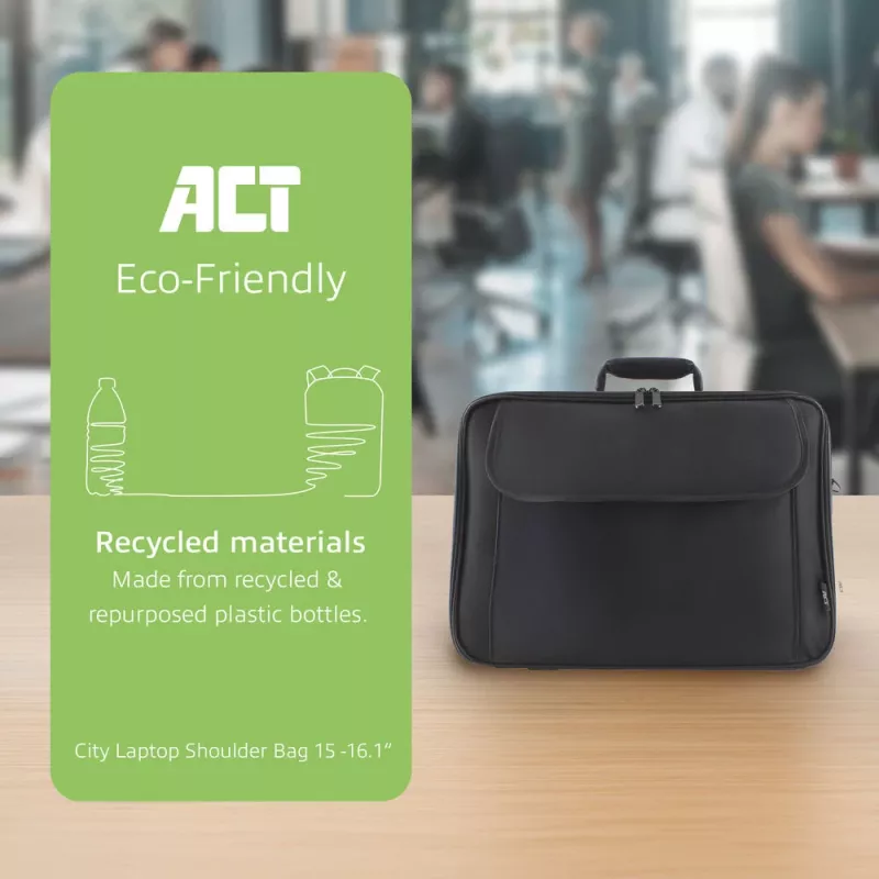 ACT Office õlakott sülearvutitele kuni 16.1 inch, valmistatud taaskasutatud plastpudelitest
