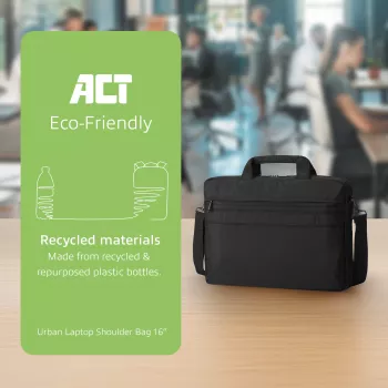 ACT Urban õlakott sülearvutitele kuni 16 inch, valmistatud taaskasutatud plastpudelitest