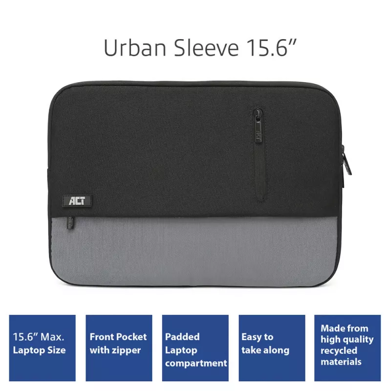 Sleeve case ACT Urban sülearvuti ümbris 15.6 tolli Ühevärviline