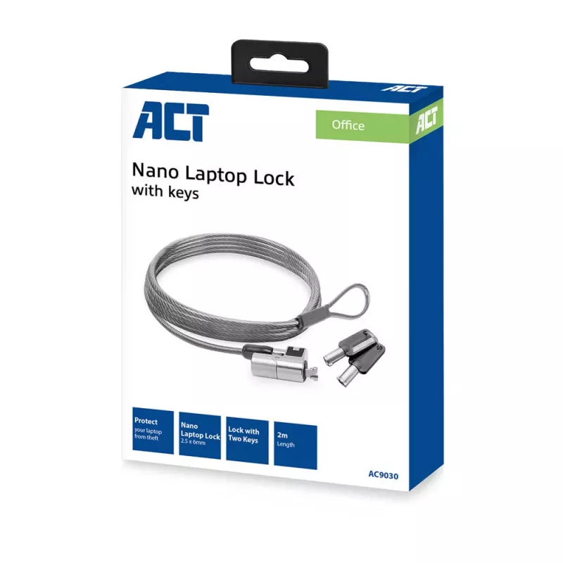 Sülearvutilukk ACT AC9030 Metallic Round Key 2m kaabel