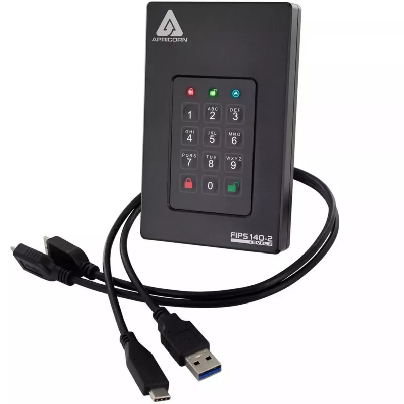 HDD Apricorn 2 TB USB Type-A to USB USB-C Aegis Fortress L3