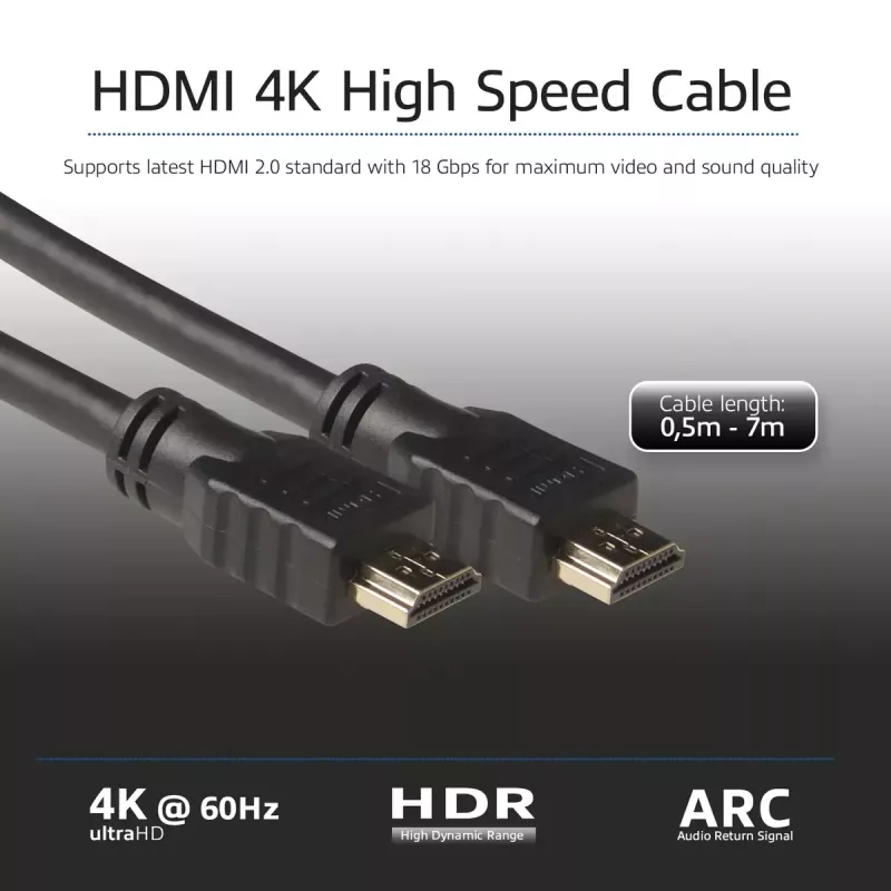 ACT 0.5 meetrit kiire kaabel v2.0 HDMI-A-pistik - HDMI-A-pistik (AWG30)