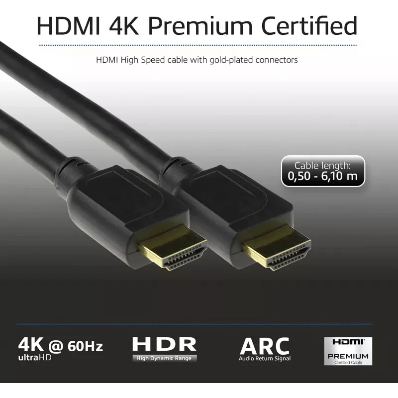 ACT 5 meetrit HDMI High Speed premium sertifitseeritud kaabel v2.0 HDMI-A-pistik - HDMI-A-pistik
