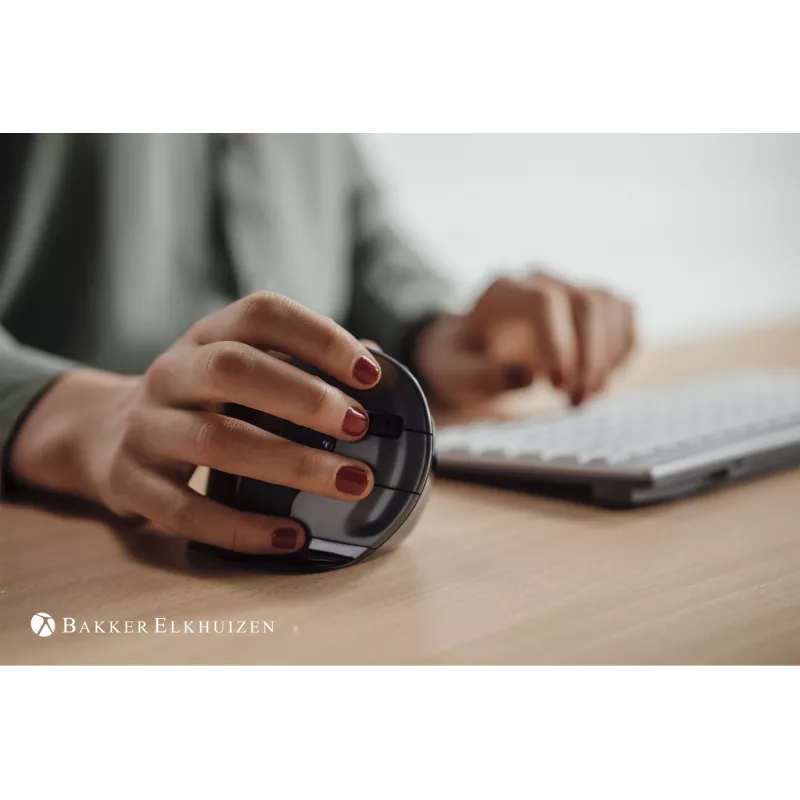 BakkerElkhuizen Evoluent D väike, paremakäeline, vertikaalne disain, laser, USB Type-A, 3200 DPI, must