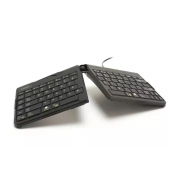 BakkerElkhuizen Goldtouch Travel Go2 Wired DE Qwertz, Mini, Juhtmega, USB, Käärmeklambriga lüliti, QWERTZ, Must