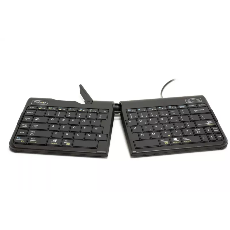 BakkerElkhuizen Goldtouch Travel Go2 Wired DE Qwertz, Mini, Juhtmega, USB, Käärmeklambriga lüliti, QWERTZ, Must