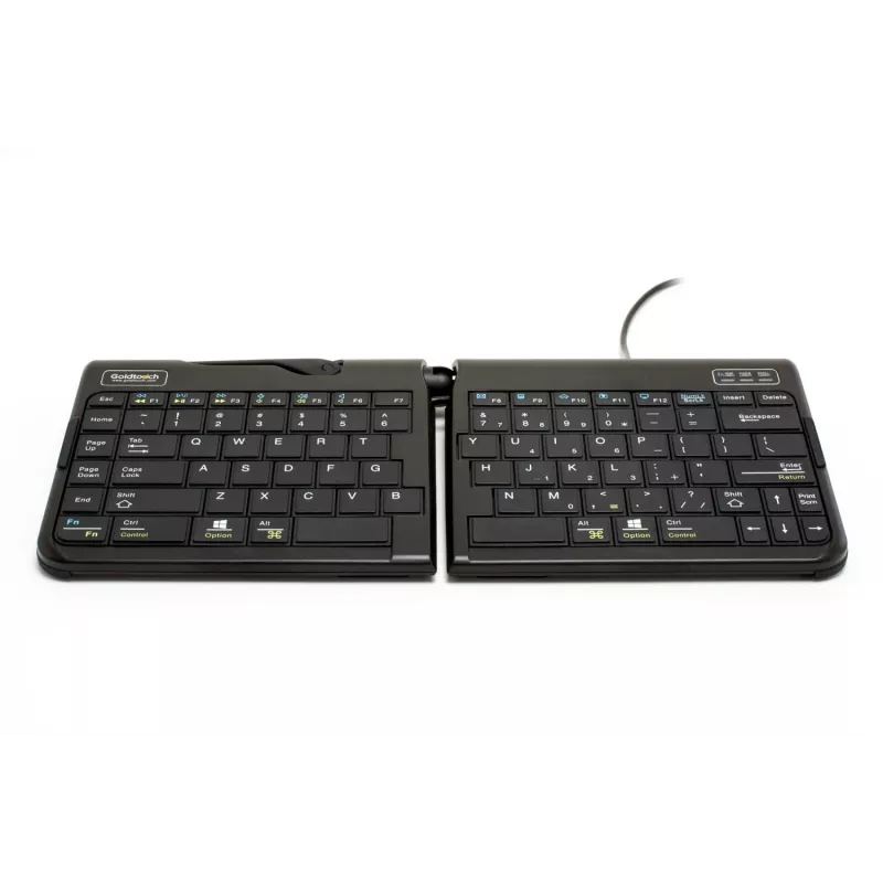 BakkerElkhuizen Goldtouch Travel Go2 Wired DE Qwertz, Mini, Juhtmega, USB, Käärmeklambriga lüliti, QWERTZ, Must