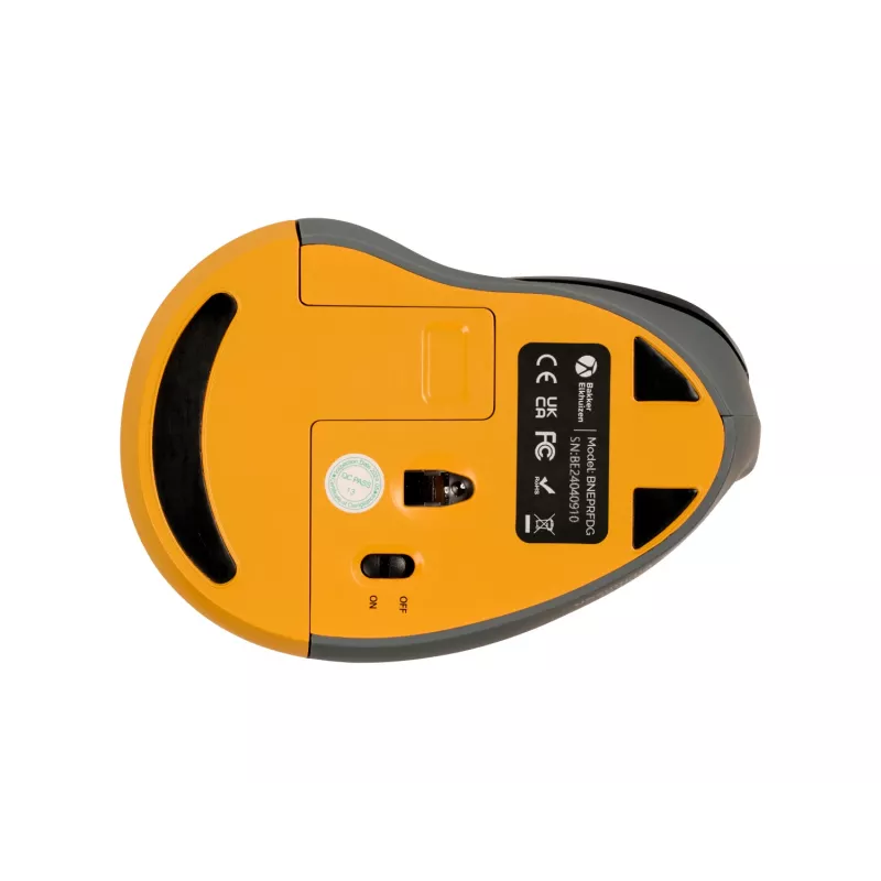 BakkerElkhuizen PRF Mouse Wireless tumehall, paremakäeline, vertikaalne disain, optiline, RF-juhtmevaba, 1600 DPI, must, hall