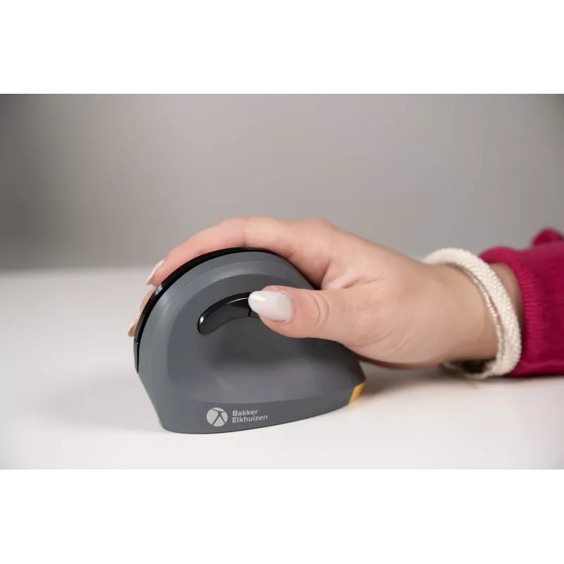 BakkerElkhuizen PRF Mouse Wireless tumehall, paremakäeline, vertikaalne disain, optiline, RF-juhtmevaba, 1600 DPI, must, hall