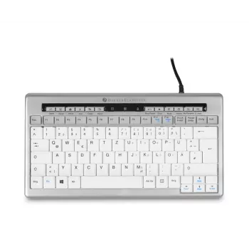 BakkerElkhuizen S-Board 840 DE Qwertz, Tenkeyless (80–87%), juhtmega, USB, käärmeklähviti, QWERTZ, helehall, valge
