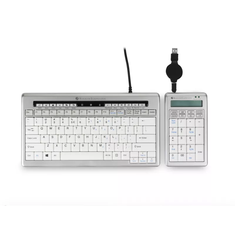 BakkerElkhuizen S-board 840 numbriklaviatuur, USB, PC, 1,2 m, helehall, valge