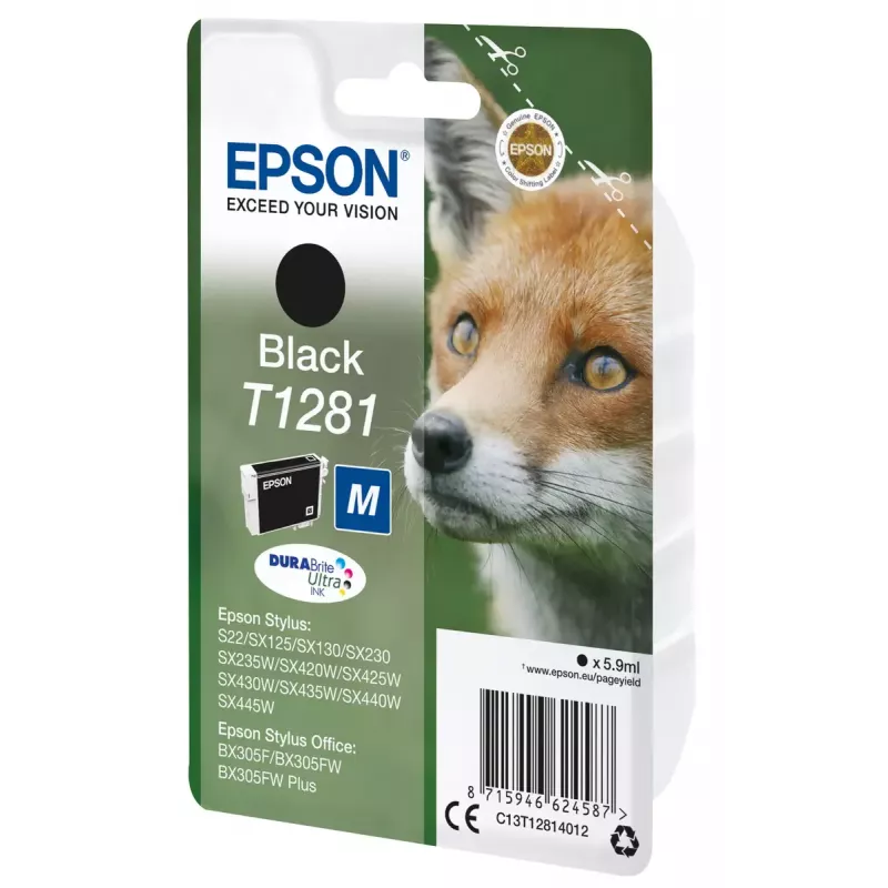 Epson T1281 Fox Singlepack tindikassett, must