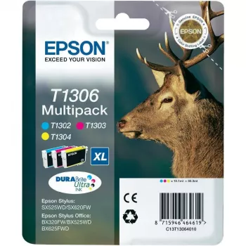 Epson Stag Multipack 3-värviline T1306 DURABrite Ultra tint, tsüaan, magenta, kollane, pigmendipõhine tint, 1 tk, mitmikpakend
