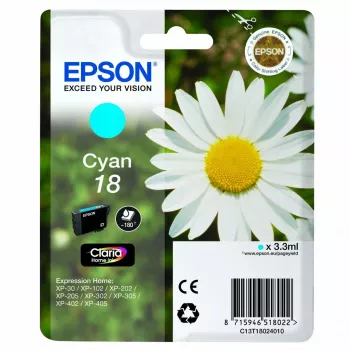 Epson Daisy Singlepack tsüaan 18 Claria Home Ink, Photo tsüaan, värvipõhine tint, 1 tk