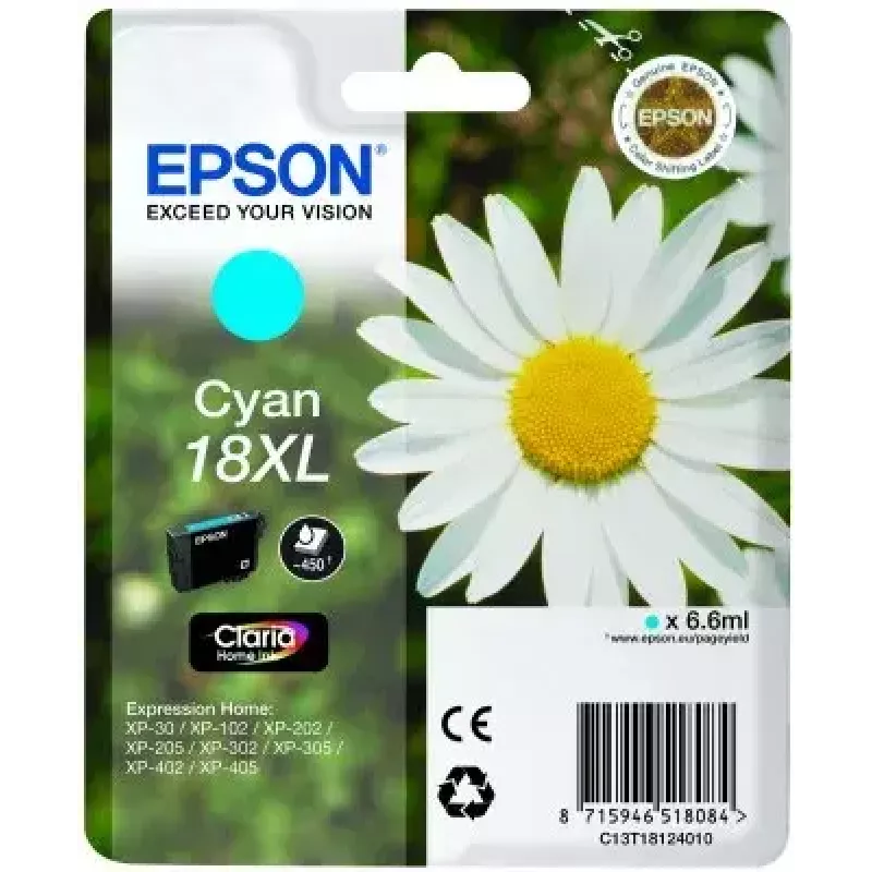 Kassett EPSON tint tsüaan 18XL Claria Home Ink C13T18124010