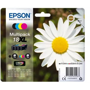 Epson Daisy Multipack 4 värvi 18XL Claria Home tint, must, tsüaan, magenta, kollane, 11,5 ml, 6,6 ml, 1 tk, 470 lehekülge, mitmikpakend