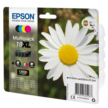 Epson Daisy Multipack 4 värvi 18XL Claria Home tint, must, tsüaan, magenta, kollane, 11,5 ml, 6,6 ml, 1 tk, 470 lehekülge, mitmikpakend