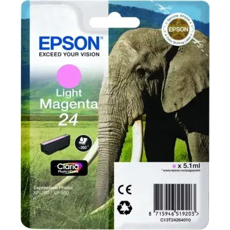 Tindikassett Epson C13T24264010 originaal pigmendipõhine hele magenta üksikpakend