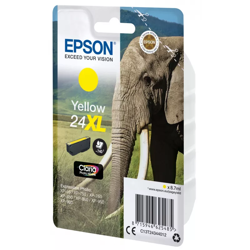 Epson Elephant Singlepack kollane 24XL Claria Photo HD Ink