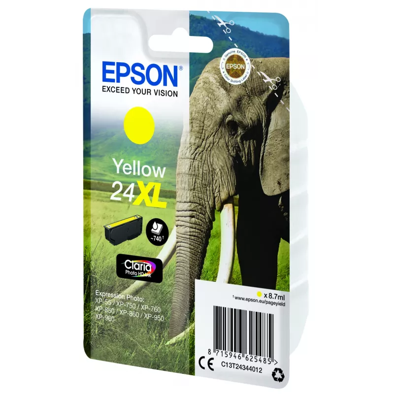 Epson Elephant Singlepack kollane 24XL Claria Photo HD Ink