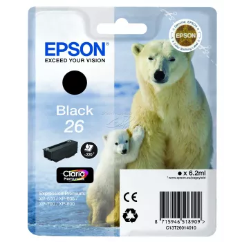 Epson Polar bear Singlepack Must 26 Claria Premium Ink, Must, Pigmenttint, 1 tk