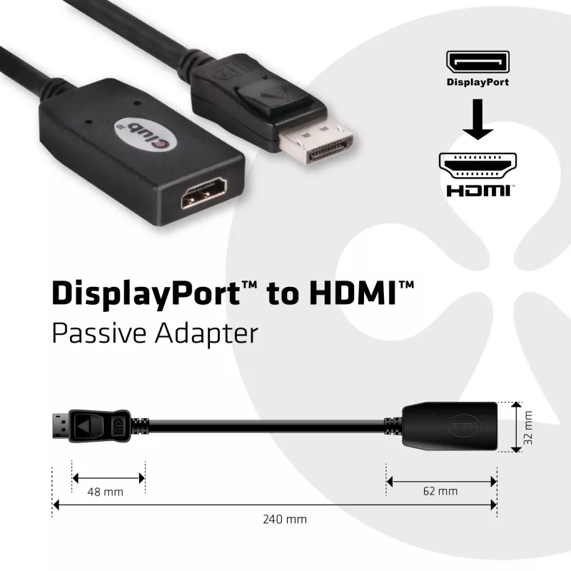 DisplayPort-HDMI passiivne adapter CLUB3D CAC-1001