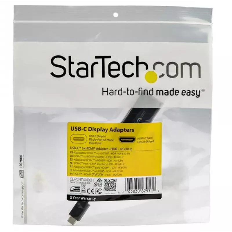 StarTech.com USB C HDMI-adapter - 4K 60Hz video, HDR10 - USB-C HDMI 2.0b adapterdongel - USB USB-C DP Alt Mode HDMI-kuvarile/ekraanile/telerile - USB C HDMI-muundur