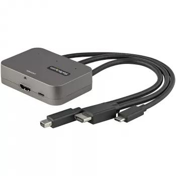 StarTech.com 3-in-1 Multiport to HDMI Adapter - 4K 60Hz USB-C, HDMI või Mini DisplayPort to HDMI Konverter konverentsiruumi jaoks - Digitaalne AV Video Adapter HDMI Monitori/Ekraani ühendamiseks