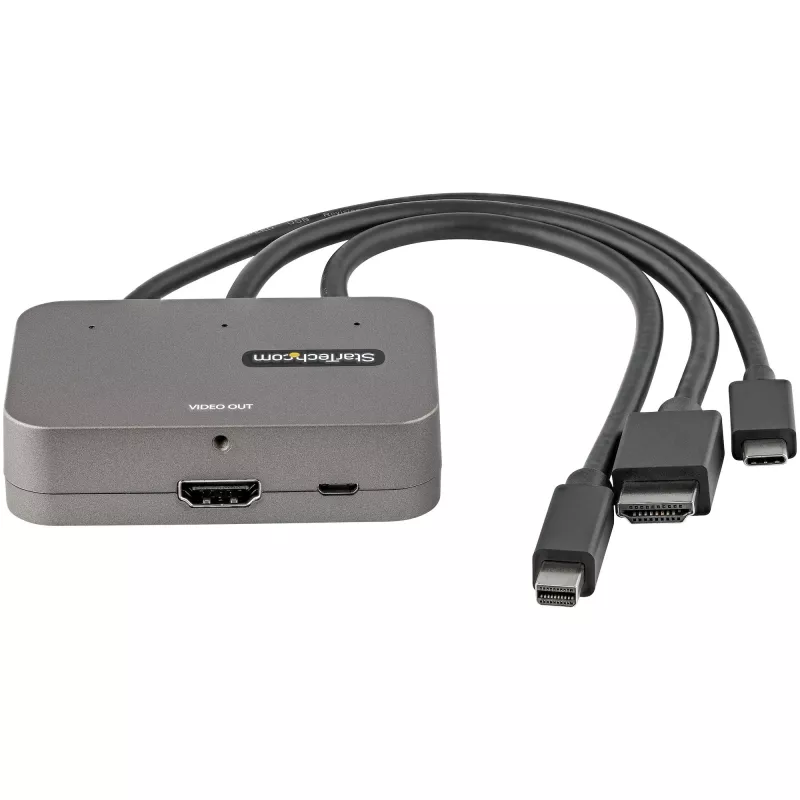 StarTech.com 3-in-1 Multiport to HDMI Adapter - 4K 60Hz USB-C, HDMI või Mini DisplayPort to HDMI Konverter konverentsiruumi jaoks - Digitaalne AV Video Adapter HDMI Monitori/Ekraani ühendamiseks