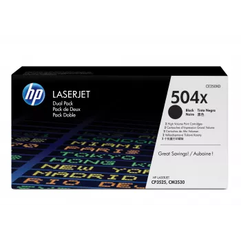 HP 504X 2-pakend suure mahutavusega must originaal LaserJet toonerikassetid