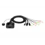 ATEN 2-pordiline USB-C DisplayPort hübriidkaabliga KVM-lüliti, 4096 x 2160 pikslit, 4K Ultra HD, 0,74 W, must