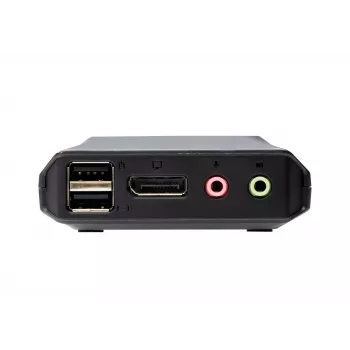 ATEN 2-pordiline USB-C DisplayPort hübriidkaabliga KVM-lüliti, 4096 x 2160 pikslit, 4K Ultra HD, 0,74 W, must