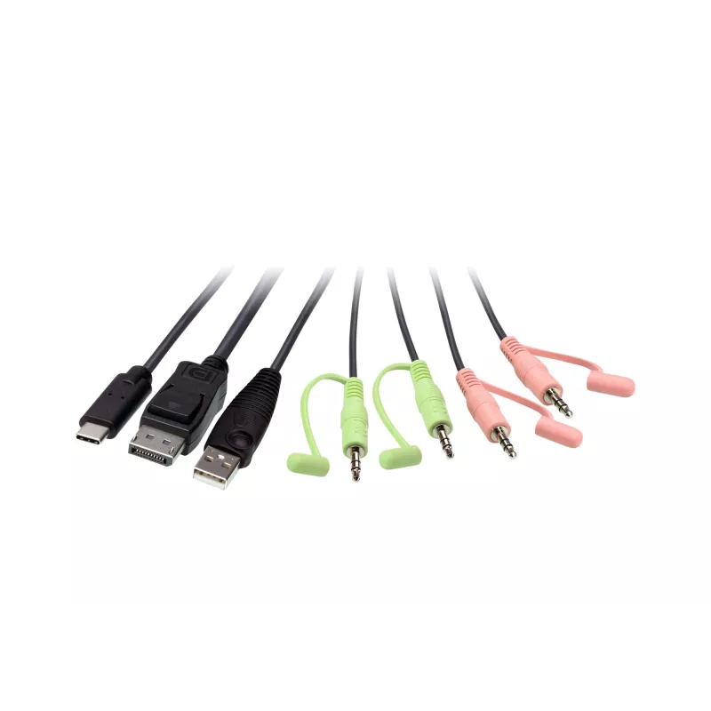 ATEN 2-pordiline USB-C DisplayPort hübriidkaabliga KVM-lüliti, 4096 x 2160 pikslit, 4K Ultra HD, 0,74 W, must