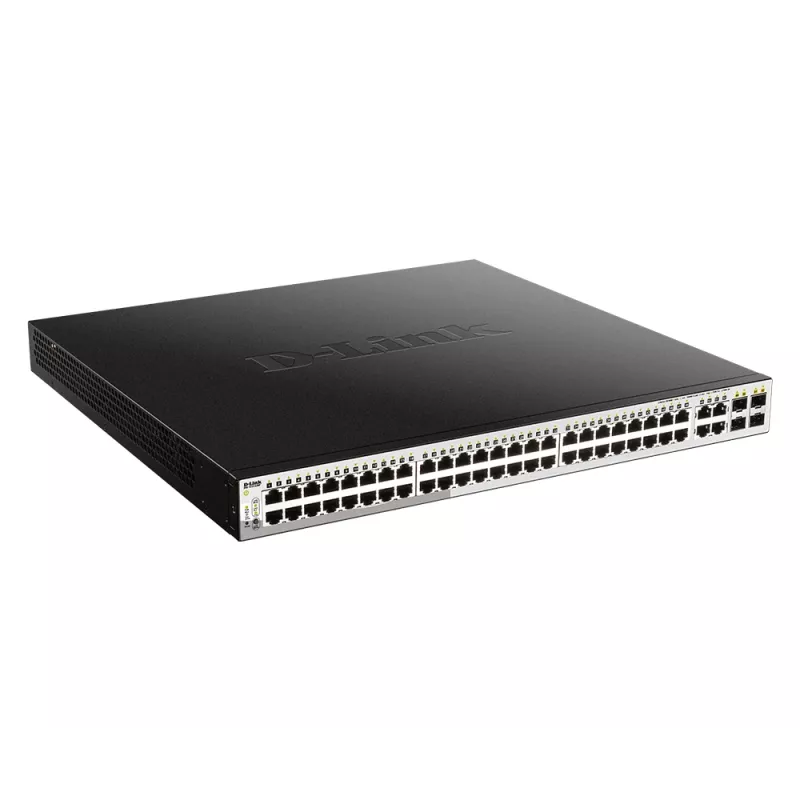 D-Link 52-port PoE Gigabit Smart Managed Switch koos 4 x 100/1000Mbps Combo pordiga