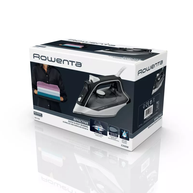Rowenta DX1530 kuiv- ja aurutriikraud roostevaba terasest tallaga 2200 W must