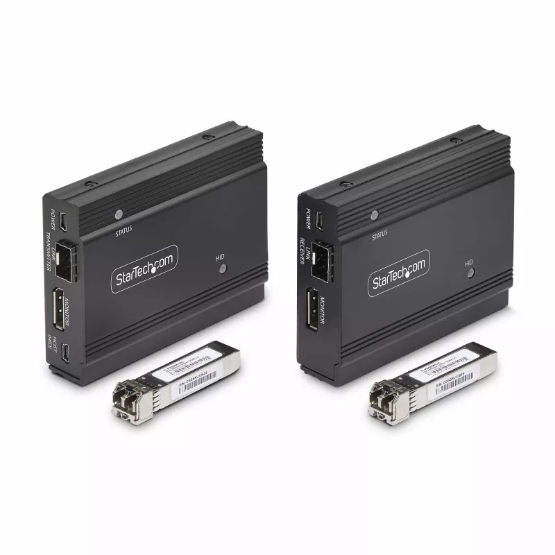 StarTech.com DisplayPort KVM-pikendaja üle fiiberoptika, 4K 60Hz, konsoolipikenduskomplekt, kuni 984 jalga/300 m (mitmerežiimiline) eelpaigaldatud SFP+ moodulitega, 3x USB HID