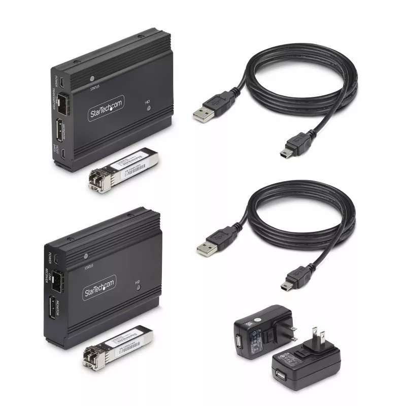 StarTech.com DisplayPort KVM-pikendaja üle fiiberoptika, 4K 60Hz, konsoolipikenduskomplekt, kuni 984 jalga/300 m (mitmerežiimiline) eelpaigaldatud SFP+ moodulitega, 3x USB HID