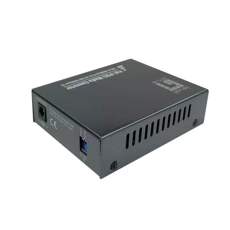 LevelOne RJ45–SC gigabitine meediakonverter, PoE PSE, ühemoodiline kiud, 20 km