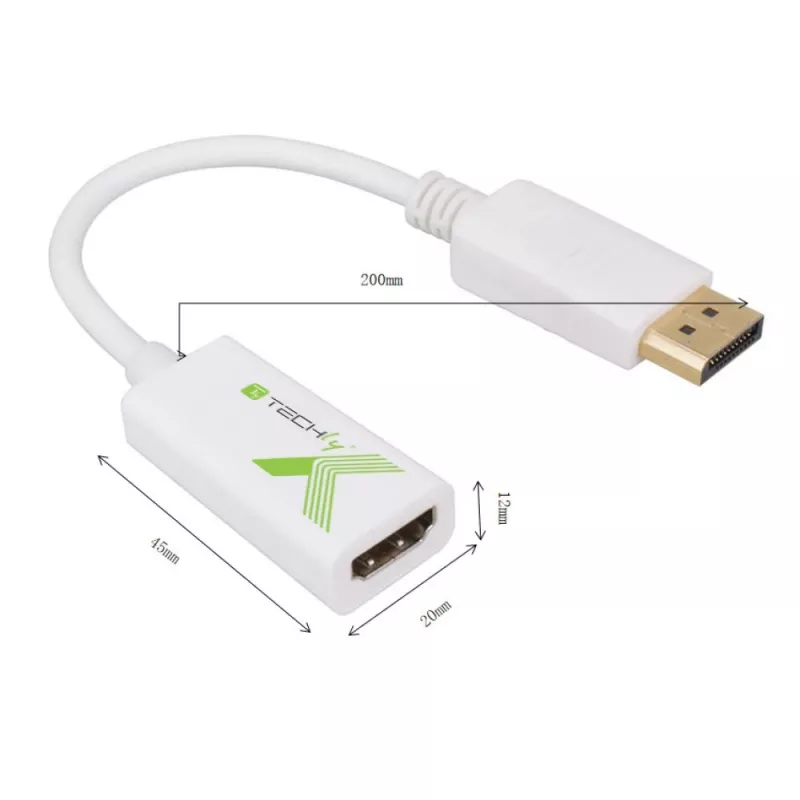 Techly IADAP DP-HDMIFP videokaabli adapter 0,2 m DisplayPort HDMI Valge
