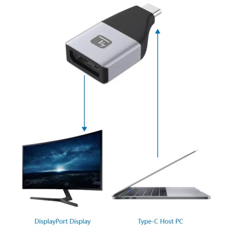 Techly IADAP USBC-DP4K USB graafikaadapter 3840 x 2160 pikslit Must, Hõbedane