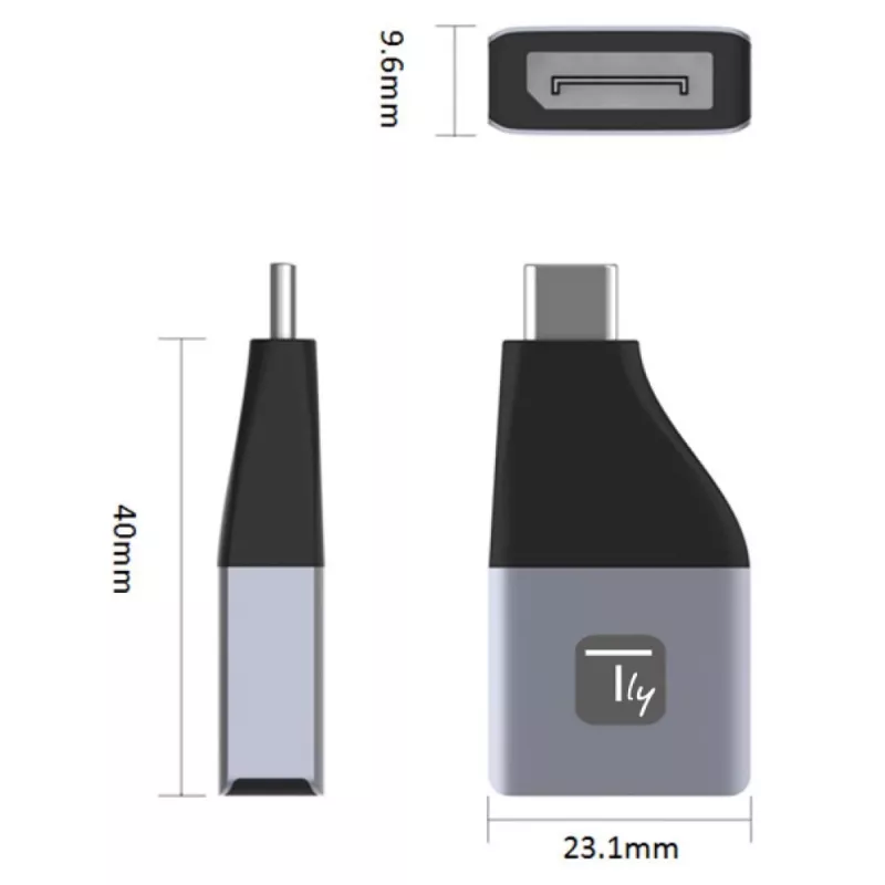 Techly IADAP USBC-DP4K USB graafikaadapter 3840 x 2160 pikslit Must, Hõbedane