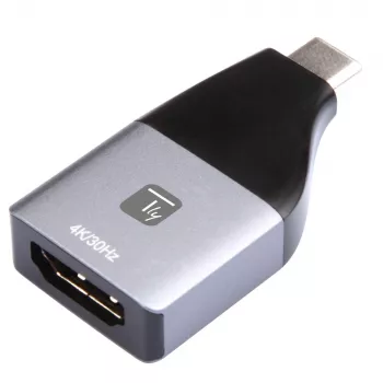 Techly IADAP USBC-HDMI4K USB graafikaadapter 4096 x 2160 pikslit Must, Hõbedane